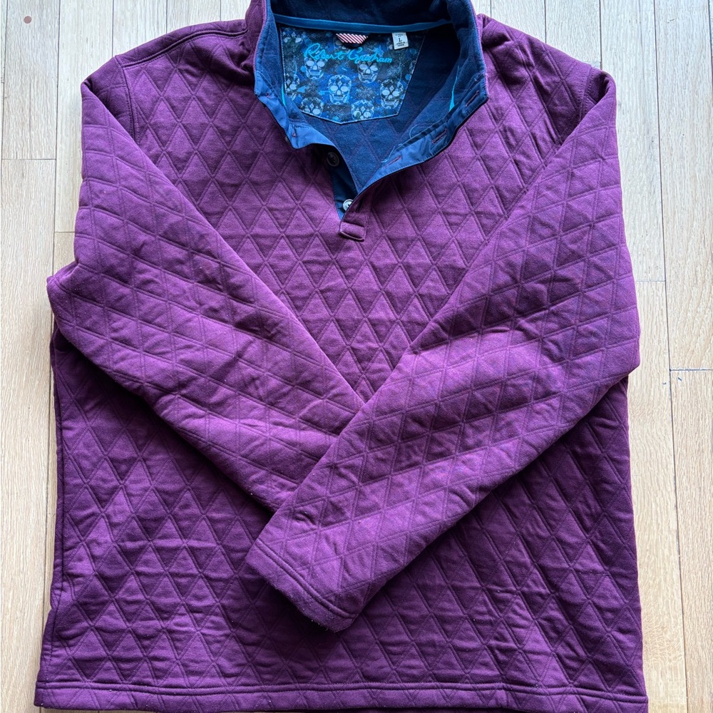 Robert Graham Purple Quilted Crewneck Sweater